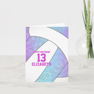 Türkis lila rosa Volleyball zum Geburtstag Karte