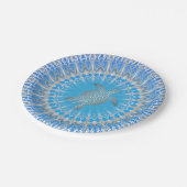 Türkis Lila Silberschildkröte Mandala Pappteller (Schrägansicht)