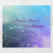 Türkis Lila Silver Glitzer Quinceañera Schaumweinetikett (Einzelnes Label)