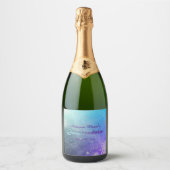 Türkis Lila Silver Glitzer Quinceañera Schaumweinetikett (Vorderseite)