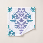 Türkis-lila Steigungs-Damast-Druck Towlet Set (Waschlappen)