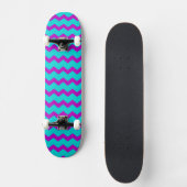 Türkis Lila Zickzack Skateboard (Vorderseite)