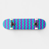 Türkis Lila Zickzack Skateboard (Horizontal)