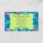 Türkis Lime Green Modern Paisley Monogram Visitenkarte (Rückseite)