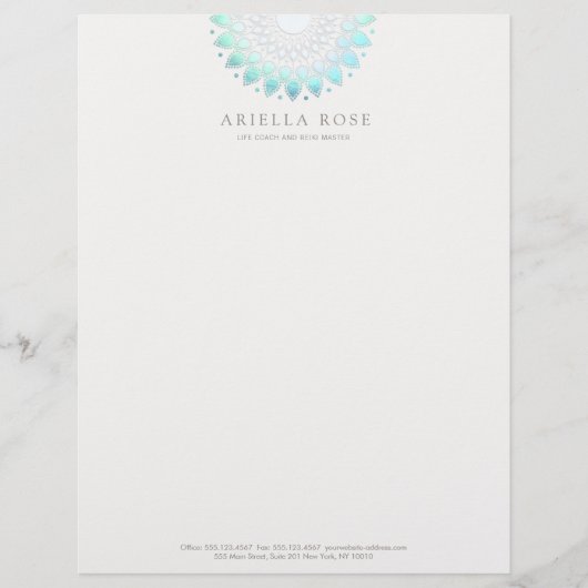 Türkis Lotus Mandala Briefbogen (Vorderseite)