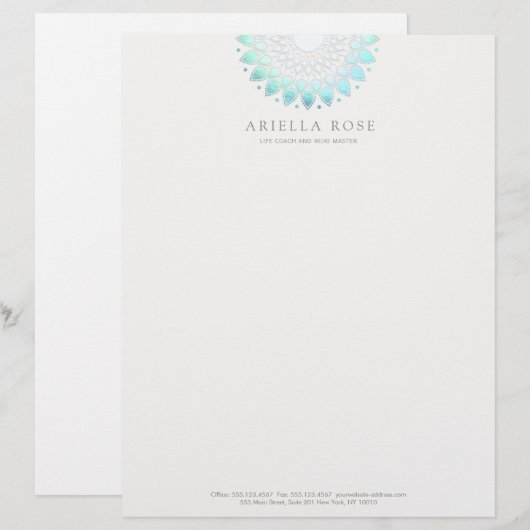 Türkis Lotus Mandala Briefbogen (Vorne/Hinten)