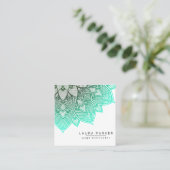 Türkis-Lotus-Mandala-Yoga-Lehrer Quadratische Visitenkarte (Stehend Vorderseite)