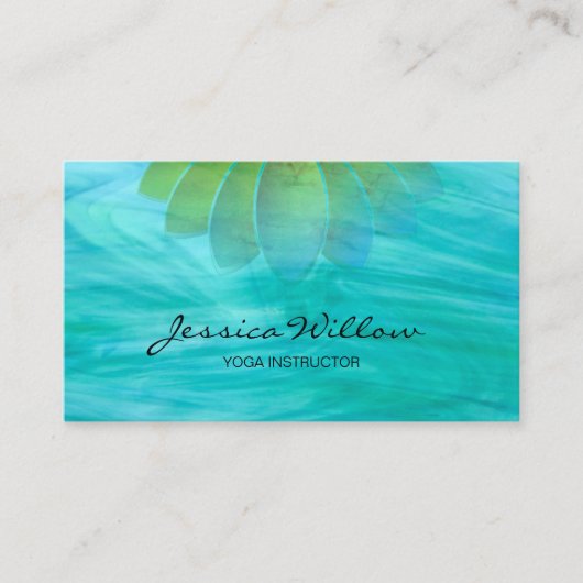 Türkis Lotus Yoga Instructor Business Card Visitenkarte (Vorderseite)