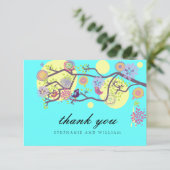 Türkis Love Birds Wedding Danke Karte (Stehend Vorderseite)