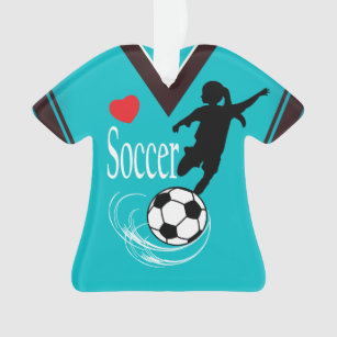 Türkis-Mädchen-Fußball-Ball-Shirt Ornament