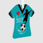 Türkis-Mädchen-Fußball-Ball-Shirt Ornament (Vorderseite)