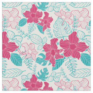 Türkis & Magenta Blumenmuster Stoff
