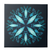 Türkis Mandala - Blauer Winter Schneeflocken Blume Fliese (Vorderseite)