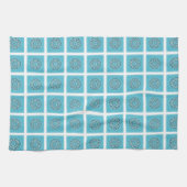 Türkis Mandala Kaleidoskop Weiße Grenze Geschirrtuch (Horizontal)