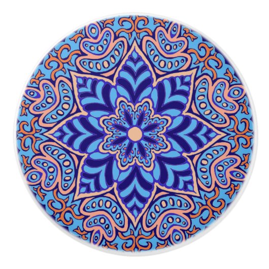 Türkis-Mandala Keramikknauf (Vorderseite)