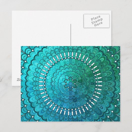 Türkis Mandala Postkarte (Vorne/Hinten)