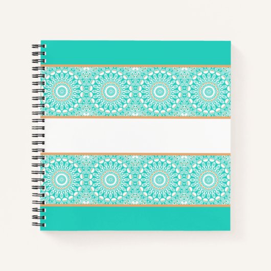 Türkis Mandala Stripe Pattern Notizblock (Vorderseite)