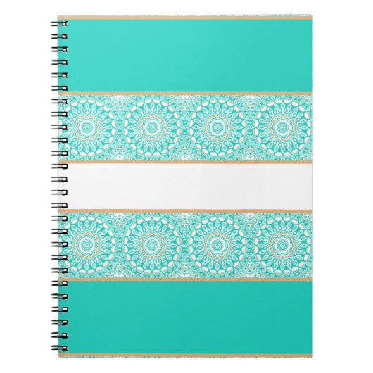 Türkis Mandala Stripe Pattern Notizblock (Vorderseite)