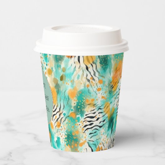 Türkis Mandarine Zebra Pappbecher (Links)