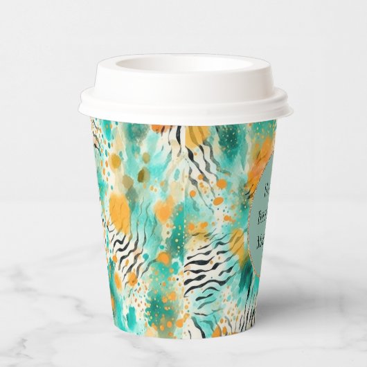 Türkis Mandarine Zebra Pappbecher (Rechts)