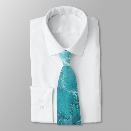 Türkis Marble Abstrakt Neck Tie Krawatte (Gebunden)