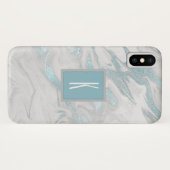 Türkis Marbled Mit Monogramm iPhone X Fall Case-Mate iPhone Hülle (Rückseite (Horizontal))