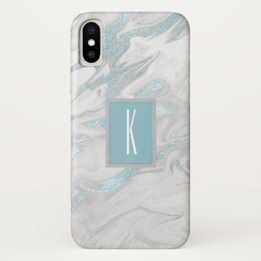 Türkis Marbled Mit Monogramm iPhone X Fall Case-Mate iPhone Hülle (Rückseite)