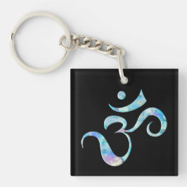 Türkis marmoriertes Om Schlüsselanhänger