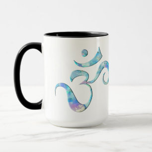 Türkis marmoriertes Om Tasse
