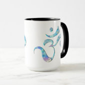 Türkis marmoriertes Om Tasse (VorderseiteRechts)