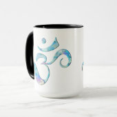 Türkis marmoriertes Om Tasse (Vorderseite Links)