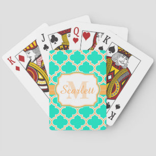 Türkis-Marokkaner Quatrefoil Spielkarten