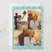 Türkis-marokkanische Blumeninitialen 3 Foto Hochze Einladung (Rückseite)