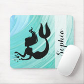 Türkis-Meerjungfrau-Silhouette-Mausunterlage Mousepad (Mit Mouse)
