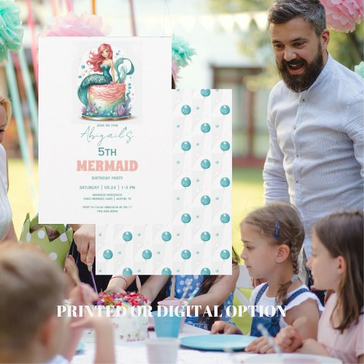 Türkis Mermaid Birthday Party Einladung