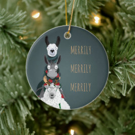 Türkis "Merrily Merrily" Wintertiere Keramik Ornament
