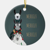 Türkis "Merrily Merrily" Wintertiere Keramik Ornament (Vorne)