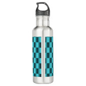 Türkis Metallic Aquamarin Abstrakt Basket Weave Ch Edelstahlflasche (Rückseite)