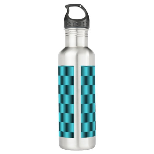 Türkis Metallic Aquamarin Abstrakt Basket Weave Ch Edelstahlflasche (Rückseite)