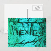 Türkis "Mexico" Carved Tree Graffiti Postkarte (Vorne/Hinten)