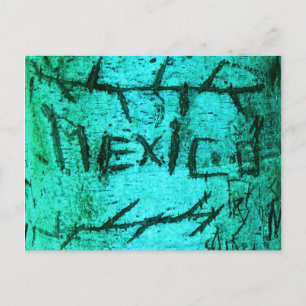 Türkis "Mexico" Carved Tree Graffiti Postkarte