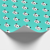 Türkis - Minimalistisches Panda-Muster Geschenkpapier (Ecke)