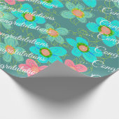 Türkis mit Blumenmuster Geschenkpapier (Ecke)