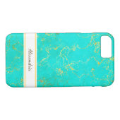 Türkis mit goldenen Venen Stone Muster und Name Case-Mate iPhone Hülle (Rückseite (Horizontal))