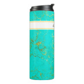 Türkis mit goldenen Venen Stone Muster und Name Thermosbecher (Nach links gedreht)