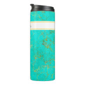 Türkis mit goldenen Venen Stone Muster und Name Thermosbecher (Nach rechts gedreht)