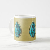 Türkis mit Goldverkleidung Kaffeetasse (Vorderseite Links)