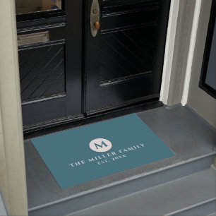 Türkis Mit Monogramm Familienname Doormat Fußmatte