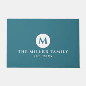 Türkis Mit Monogramm Familienname Doormat Fußmatte (Vorderseite)