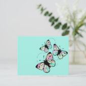 Türkis mit Schmetterlingen Postkarte (Stehend Vorderseite)